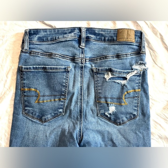 American Eagle Distressed Super Hi-Rise Jegging Blue Jeans Women’s Size 6 - Picture 13 of 16